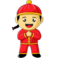cartoon of little kids celebrating Chinese New Year