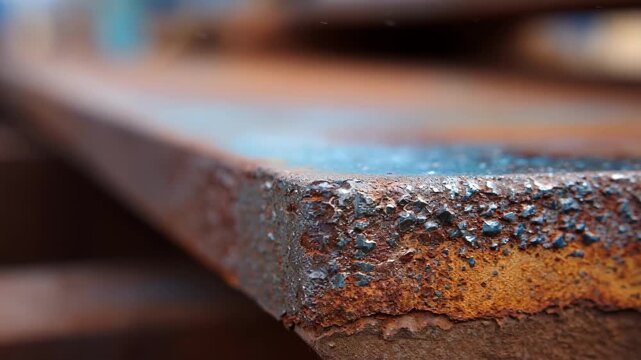 Medium shot capturing the steel substrate coated with innovative zinc layers illustrating resistance to rust and environmental wear.