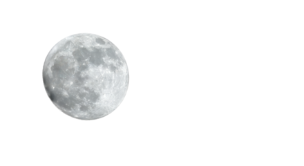 A pristine, luminous, hyper-realistic full moon with visible craters and lunar mares against an infinite pure black cosmic backdrop, off-center. Concept of ambition and future vision