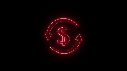 a red neon dollar sign symbol with circular arrows, often used to represent financial concepts - Powered by Adobe