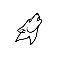 Obraz premium Minimalist Wolf Monoline Logo – Clean Geometric Solid Vector Outline