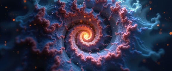 Fractal galaxy spiral in deep space, infinite cosmic beauty and mystery