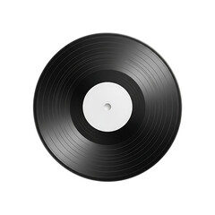 Obraz premium Classic analogue vinyl record with blank white label design element.