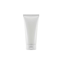 Cosmetic tube mockup, blank, white, plastic isolated on transparent background