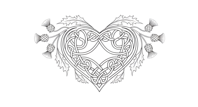 Dark abstract heart shape with roses on a black background