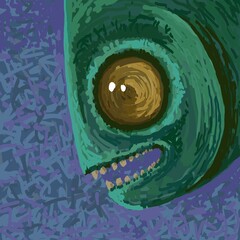 Abstract fish for printing. Picture for modern interiors. The picture is painted by hand on a tablet. © neurostructure