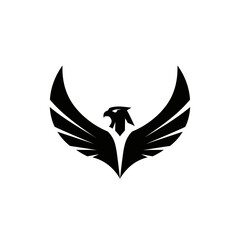 Falcon Wings Crest Logo – Bold Symmetrical Solid Black Vector Emblem