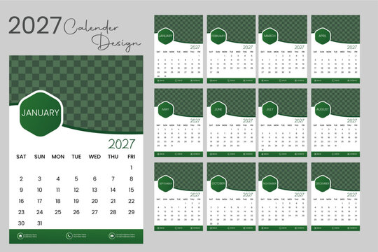 New Creative Wall calendar design template 2027, 12-month Wall calendar 2027,Good quality design
