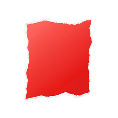 Torn bright red rectangular paper with ragged edges background