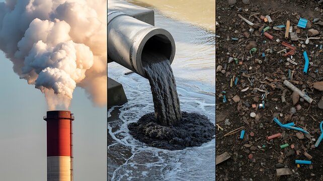 Environmental pollution from industrial sources including air water and land pollution