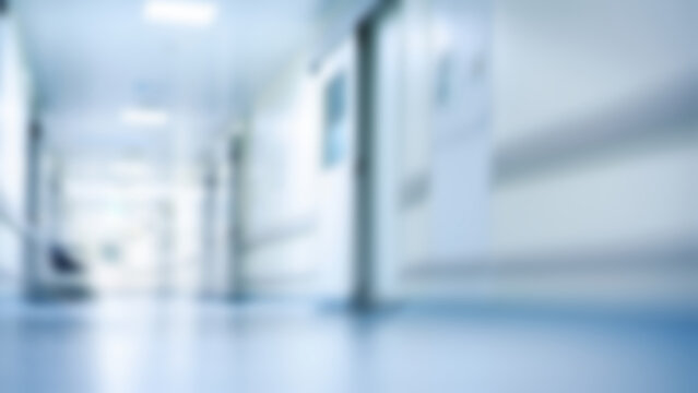 Blurred hospital hallway background with copy space for medical use