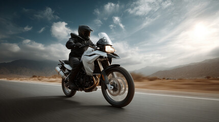 motorcyclist riding a motorcycle on the road