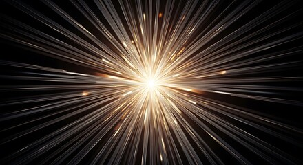 Abstract light burst with radiating lines on a dark background