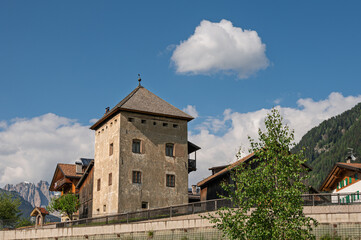view of the village of Pozza di Fassa, Val di Fassa, Dolomites, Italy