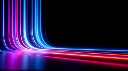 Vibrant and dynamic display of neon lights, with a black background