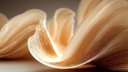 Piece of art with a lot of texture and a lot of gold. It looks like a wave or a spiral