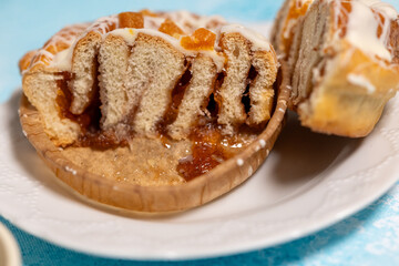 Close-Up of an Apricot Cinnabon Roll	