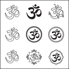Om / Aum Symbol Vector Set for Yoga and Spiritual Branding