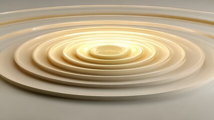 Series of circles with a yellow hue. The circles are arranged in a way that creates a sense of depth and movement