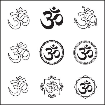 Om / Aum Symbol Vector Set for Yoga and Spiritual Branding
