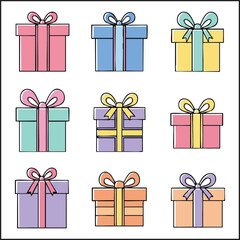 Pastel Colored Gift Boxes with Bows: Baby Shower & Wedding Set