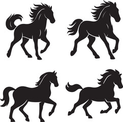 Running Horse Icon Silhouette Vector Illustration  

