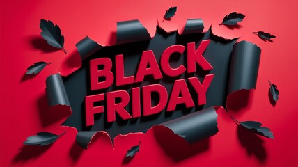 Stylish Black Friday layout featuring ripped paper and shadows.