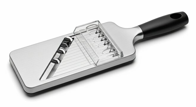 Modern stainless steel mandoline slicer with ergonomic handle for effortless slicing and food preparation in your kitchen