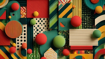 A vibrant geometric pattern collection with dynamic shapes