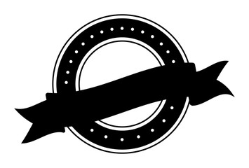 Vintage circle badge design with ribbon banner: customizable graphic element