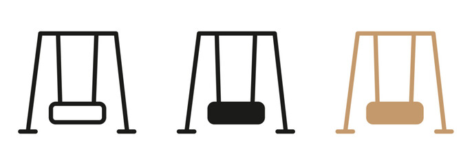Playful swing set icons perfect for childhood designs, representing joy and carefree moments in playgrounds and parks for family fun