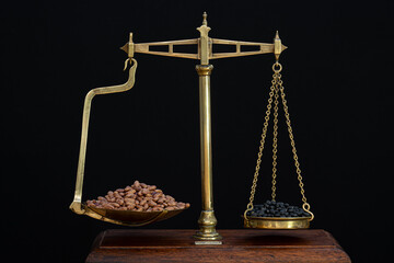 Balancing different legumes on old fashioned grocer's scales