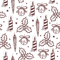 Christmas seamless pattern. Vector hand drawn illustration