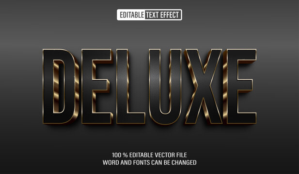 Editable 3d text style effect - Golden Deluxe Black Bold text effect Template