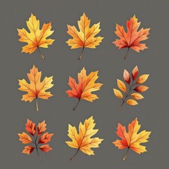Set of autumn leaves isolated 