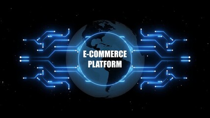 E-commerce Platform Concept with Digital Circuitry and Earth Globe online shopping digital platform - Powered by Adobe