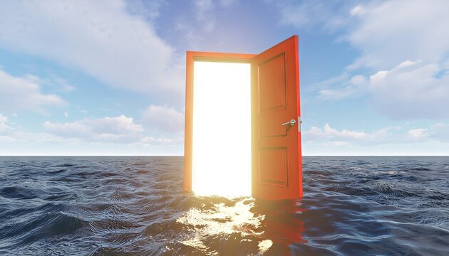 Step into a new reality with this stunning doorway to opportunity, open to limitless possibilities and a brighter future under a beautiful sky