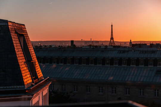 Beautiful sunset over Paris, France