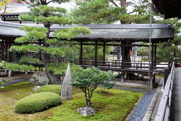 Obraz premium 京都嵯峨野大覚寺村雨の廊下