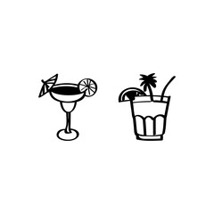 Tropical cocktail hand drawn vector illustration