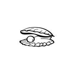 Shell with pearl hand drawn vector illustration