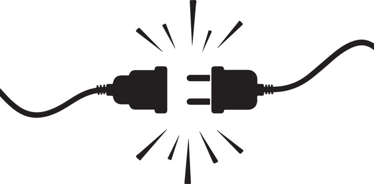 A white background isolated electric plug with a black cord and adapter provides a power connection for electrical equipment