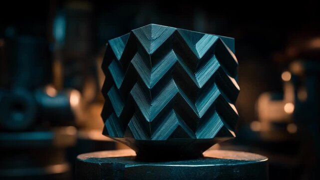 Medium perspective capturing responsive engravings perfectly adjusting their appearance as the light angle shifts enhancing the textured surface with radiant reflections.