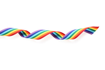 Fototapeta premium Rainbow ribbon on white background. LGBT concept