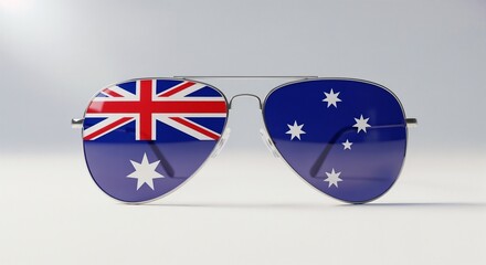 Sunglasses with Australian and British flags on lenses for Australia Day