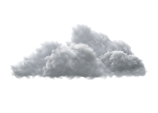 Fluffy dark grey rain cloud  isolated on a transparent background
