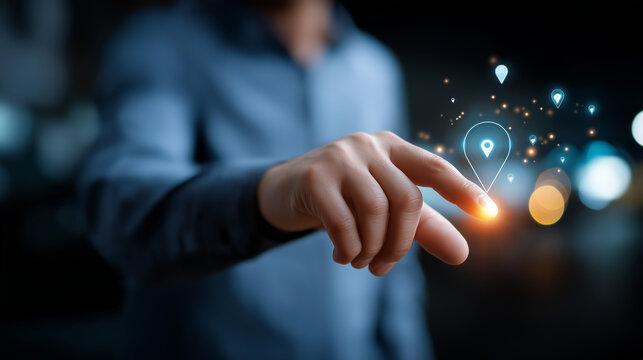 Local search optimization strategy demonstration visualization defocused digital marketing background business benefit concept geographical targeting expertise online