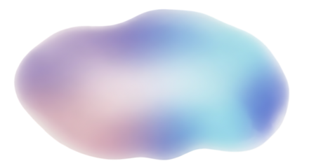 Transparent background abstract gradient blob with soft pastel colors isolated on transparent background