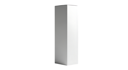 Transparent background tall white rectangular column or pedestal isolated on transparent background