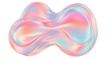 Transparent background abstract iridescent fluid shape isolated on transparent background